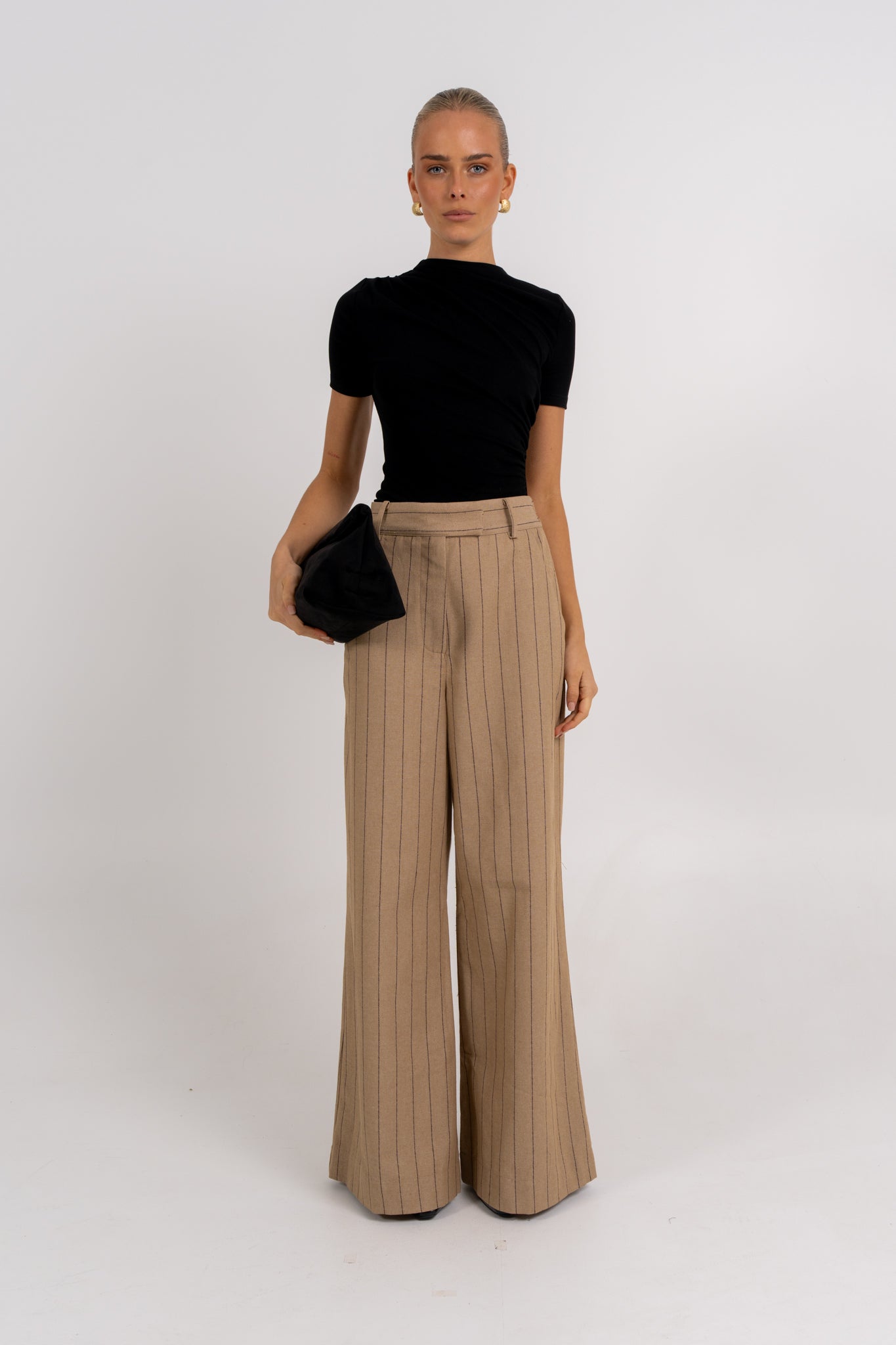Flora Pants Beige Pinstripe