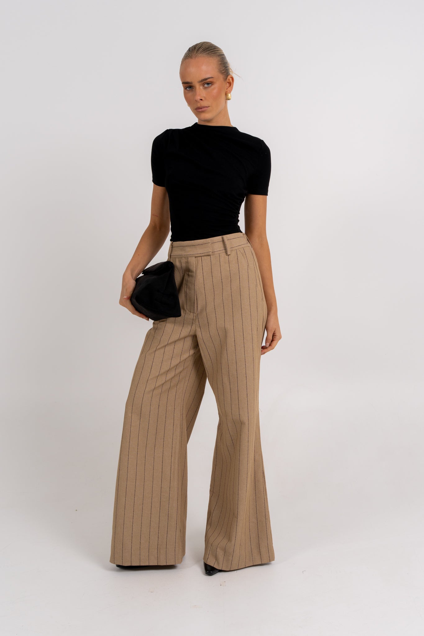 Flora Pants Beige Pinstripe