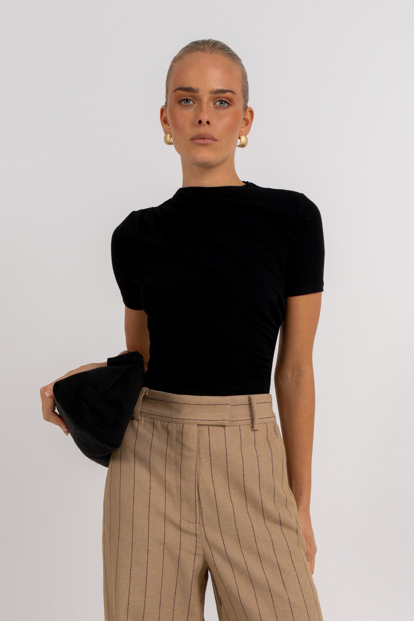 Flora Pants Beige Pinstripe