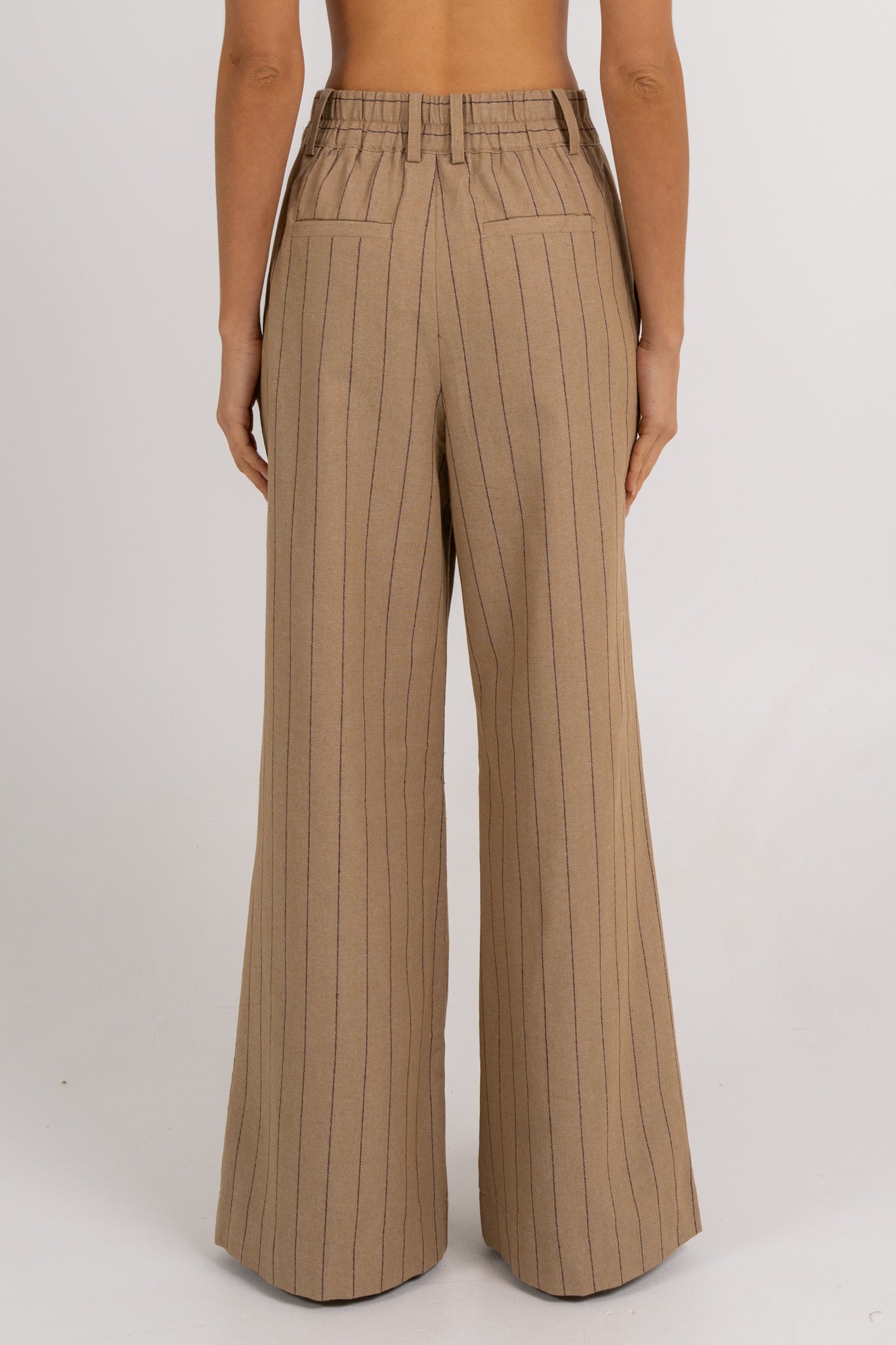 Flora Pants Beige Pinstripe
