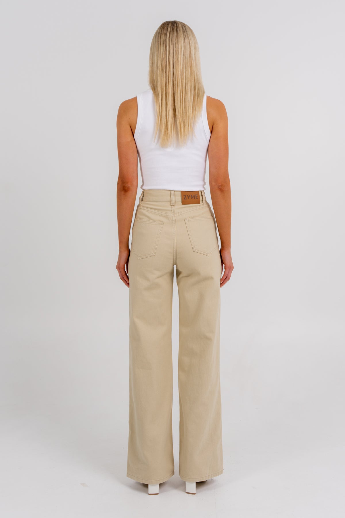 Carissa Wide Leg Denim Jeans Sand