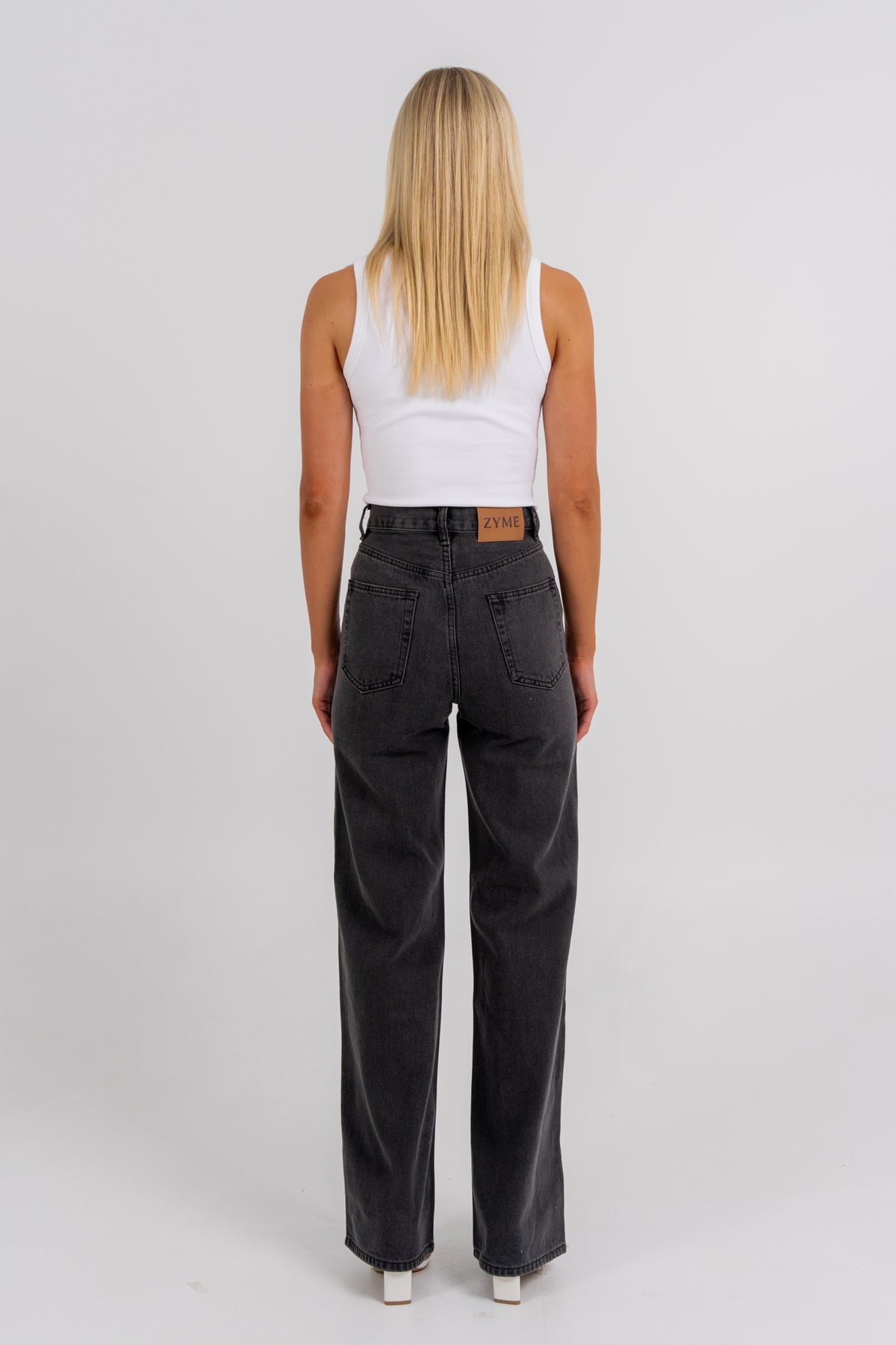 Carissa Wide Leg Jeans Washed Black
