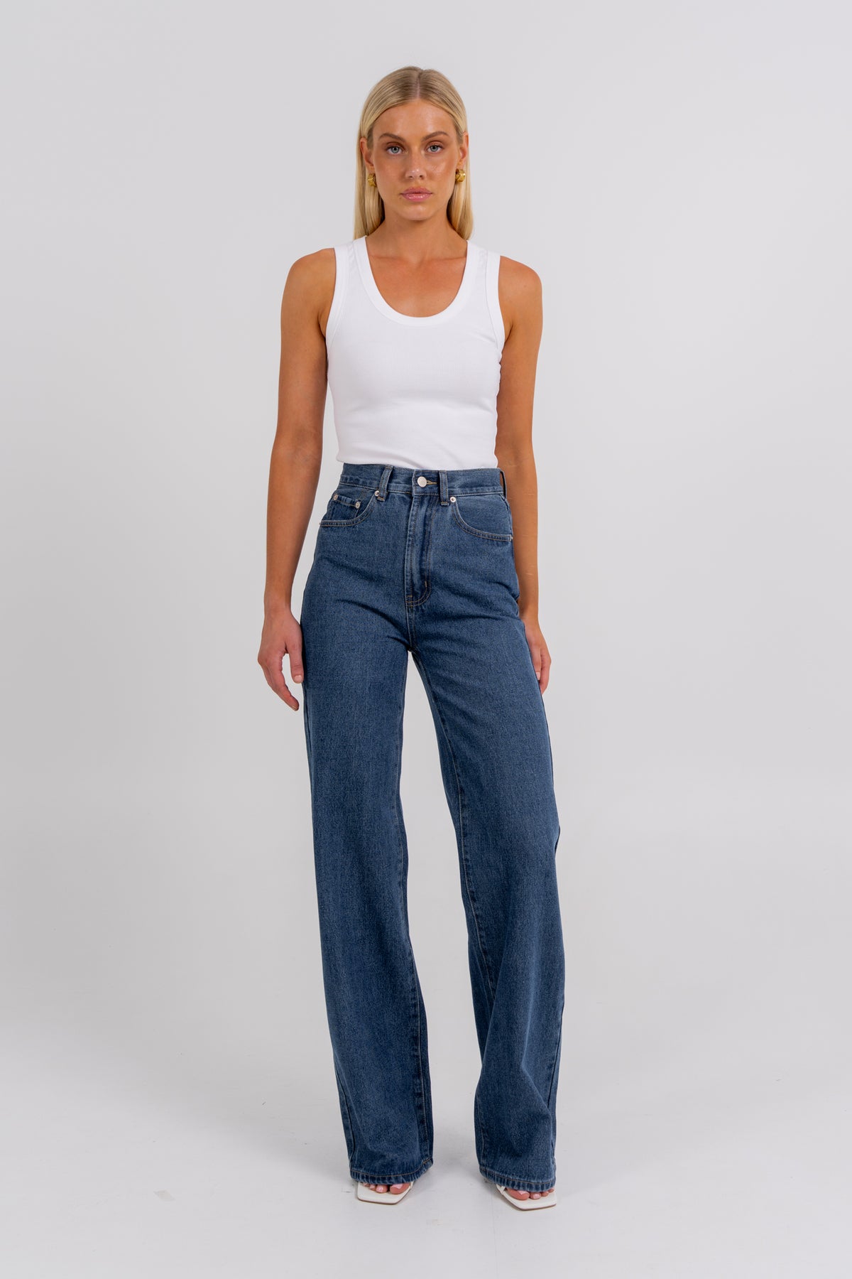 Carissa Wide Leg Jeans Classic Blue