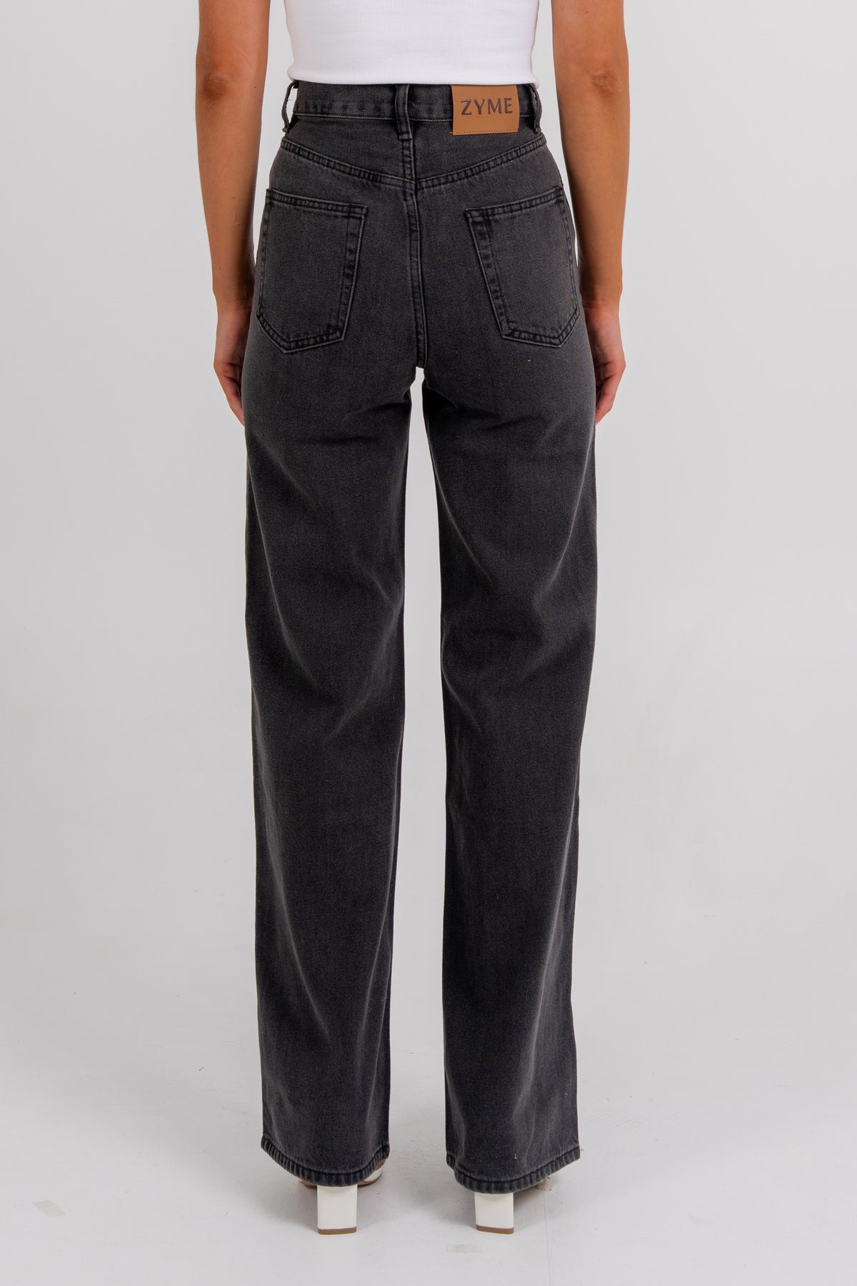 Carissa Wide Leg Jeans Washed Black