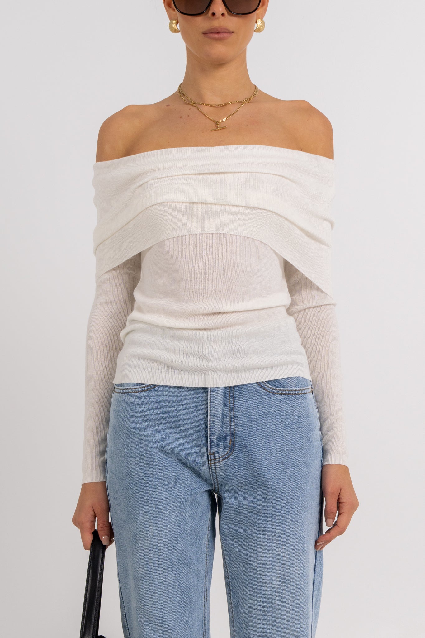 Garnet Off-Shoulder Top Ivory
