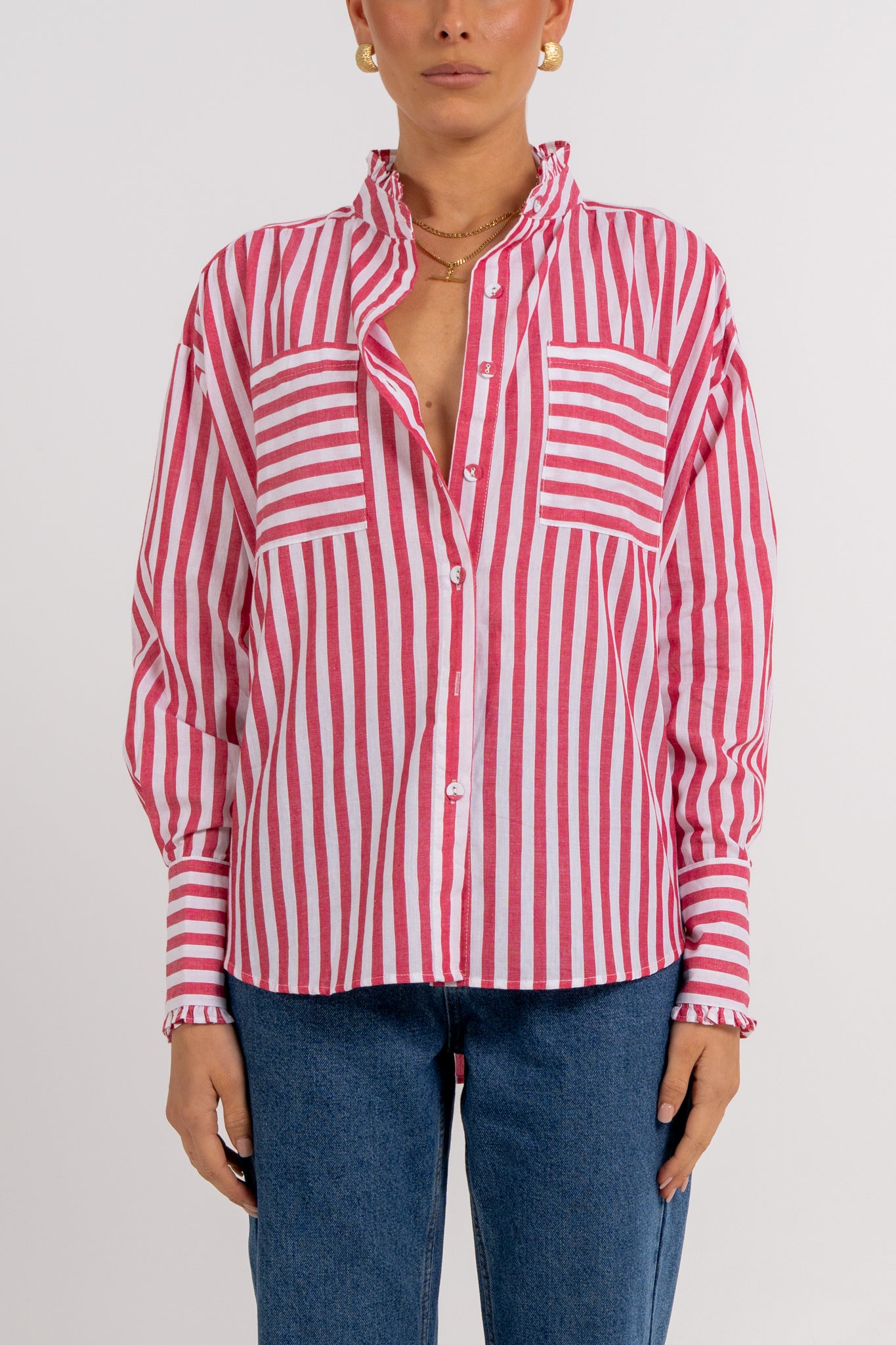 Uccella Shirt Red Stripe