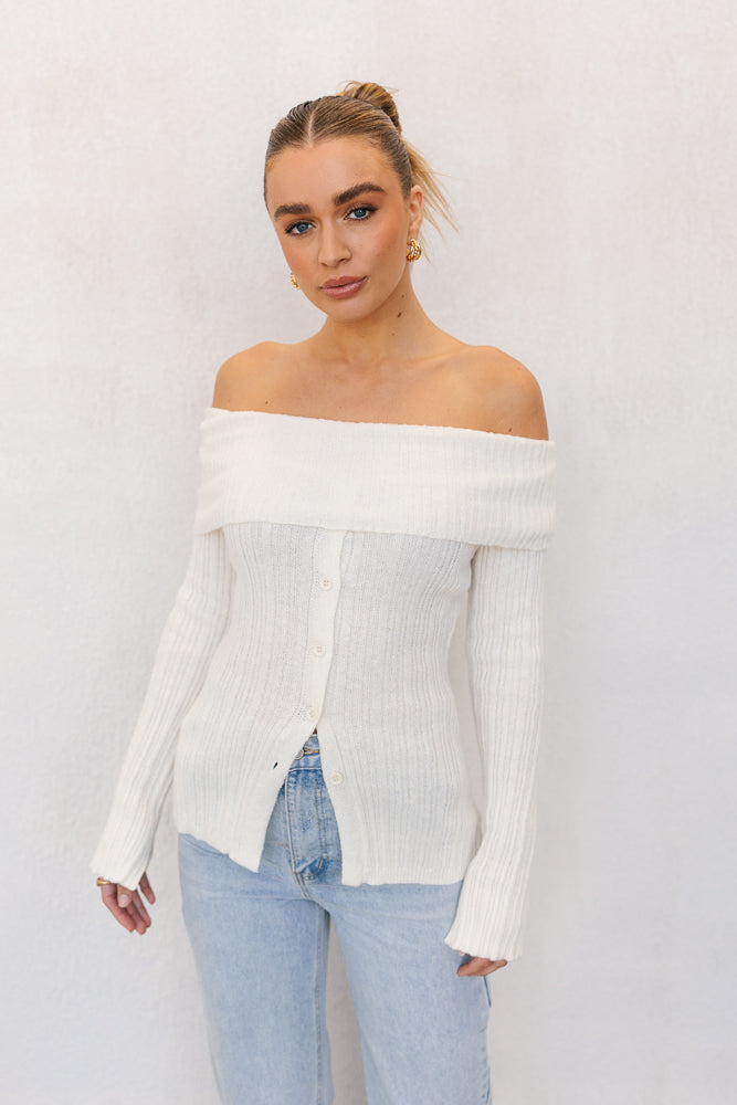 Manolo Off-the-shoulder Top Cream