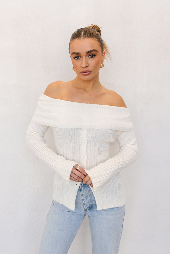 Manolo Off-the-shoulder Top Cream