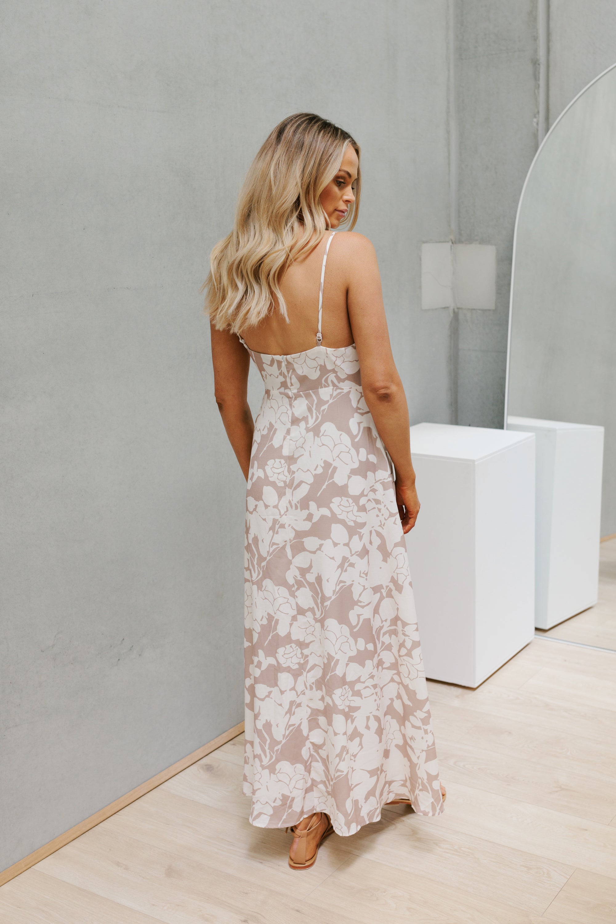 Chloe Maxi Dress Mocha Floral