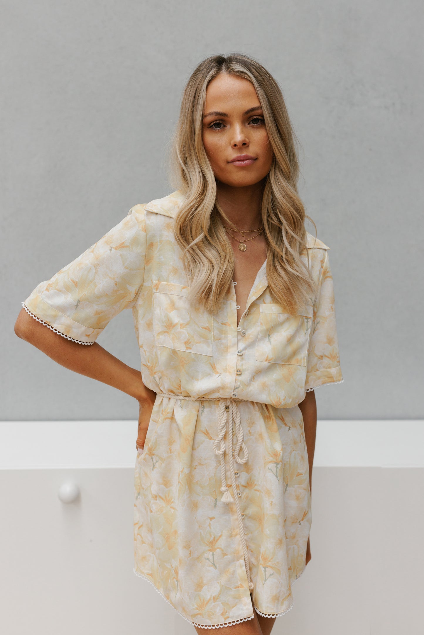 Kyrie Mini Dress - Yellow Floral