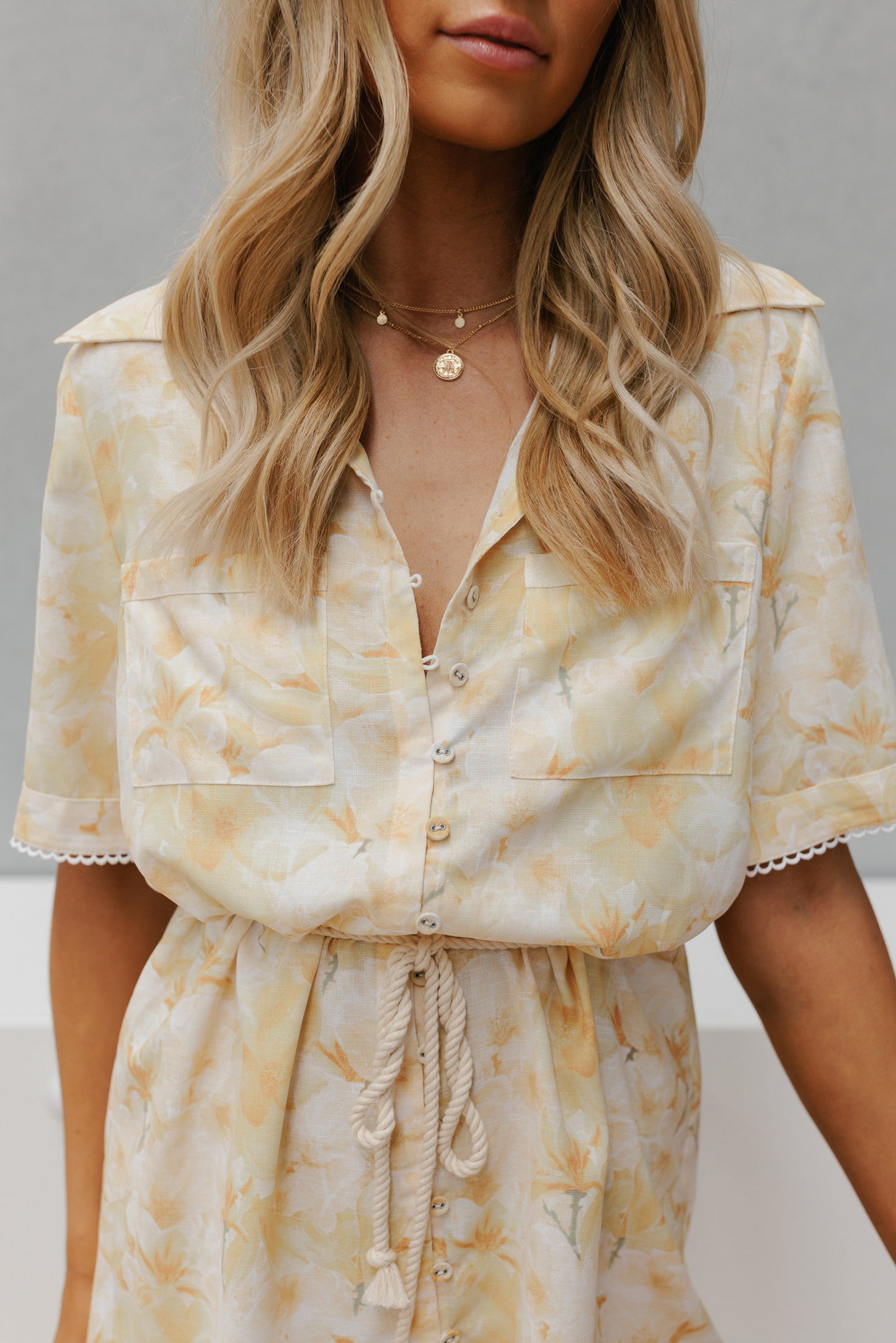 Kyrie Mini Dress - Yellow Floral