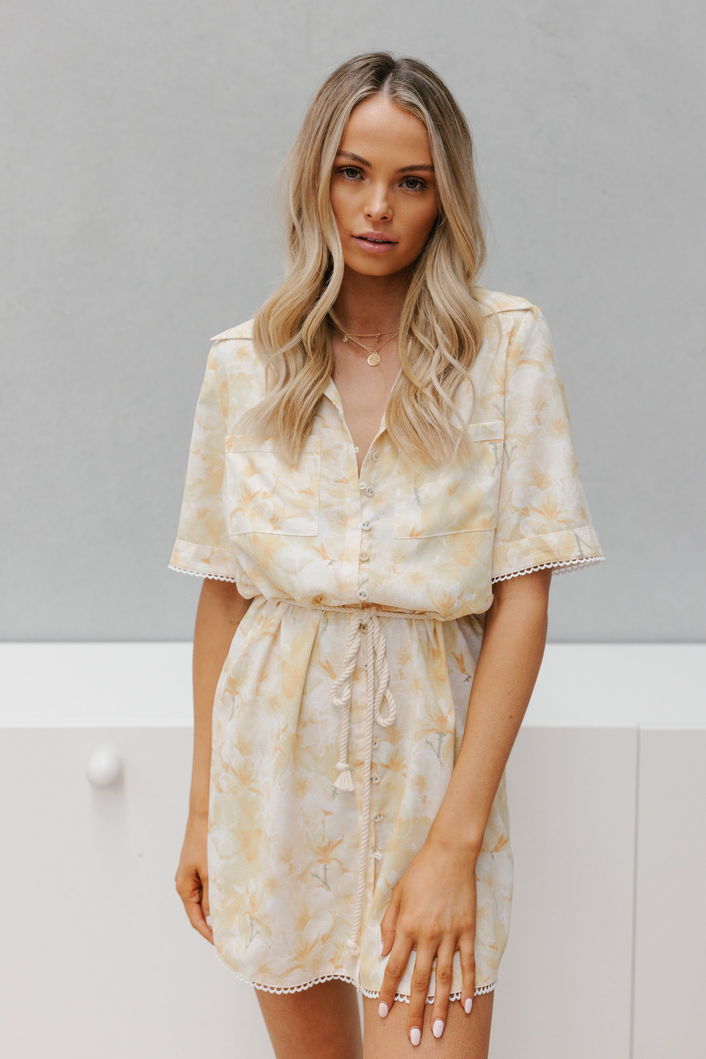 Kyrie Mini Dress - Yellow Floral