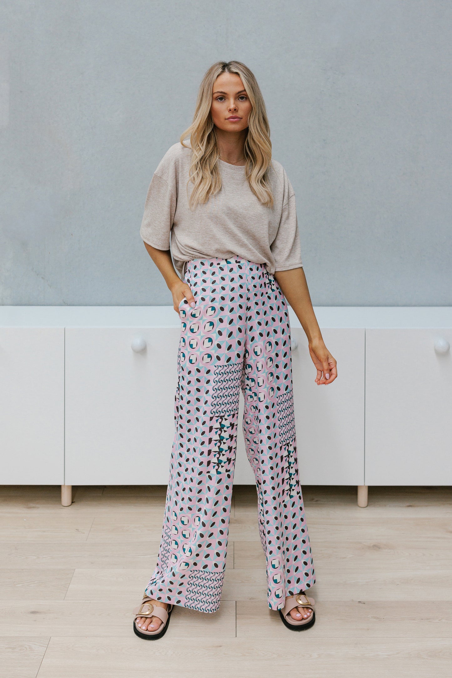 Manhattan Pant - Pink/Teal Geo