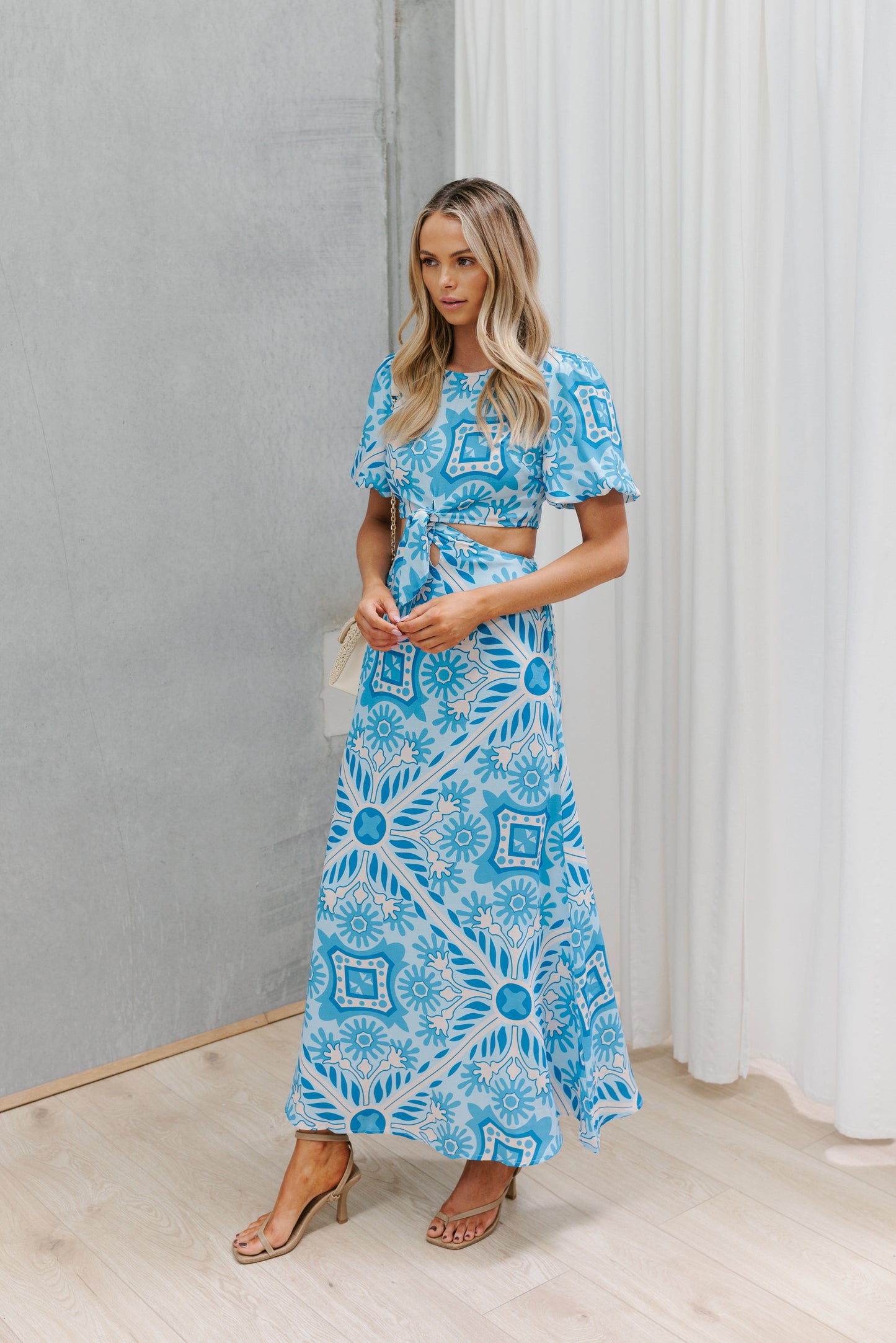 Pina Dress - Blue/Cream Print