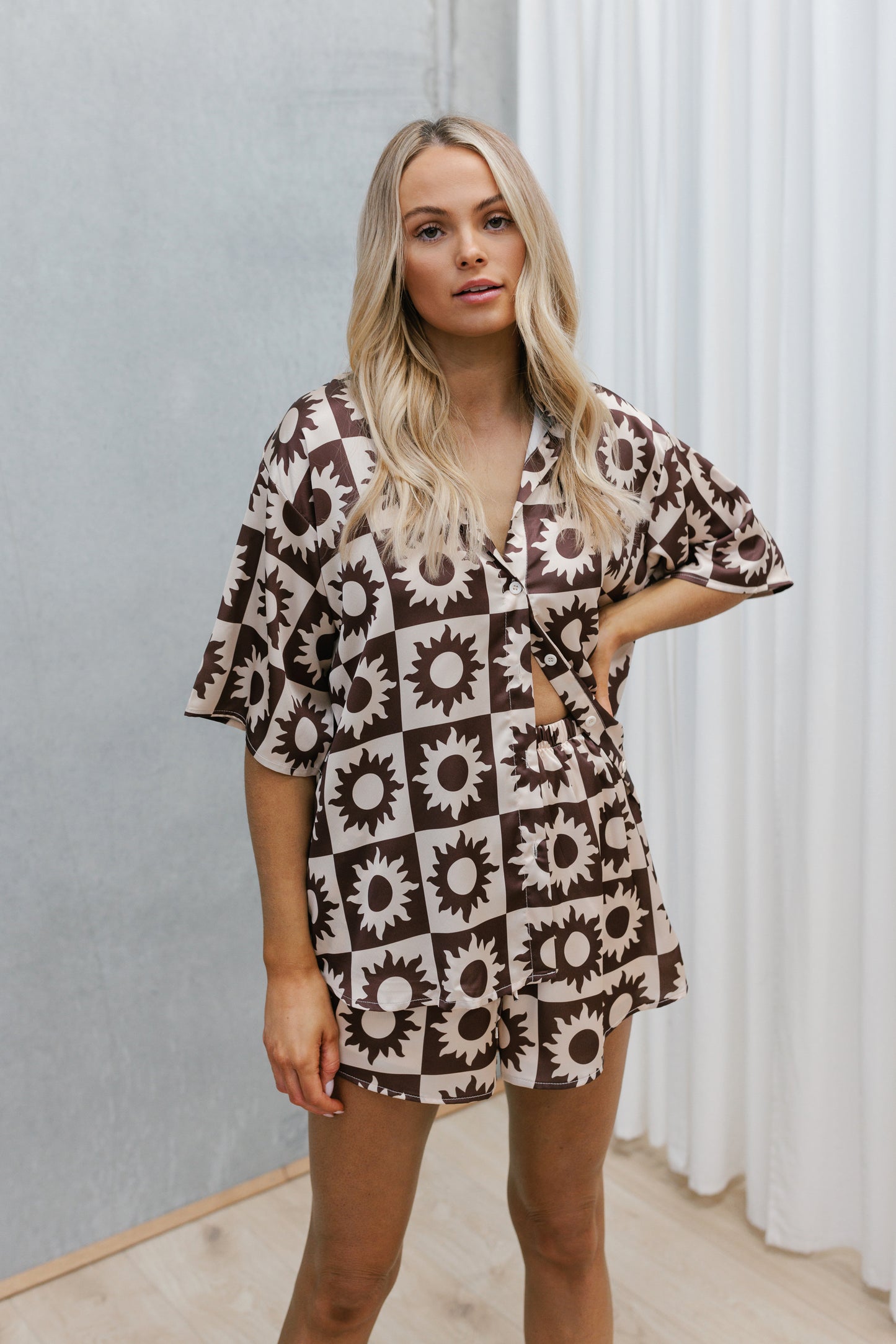Santos Set - Brown/Beige Sun Print