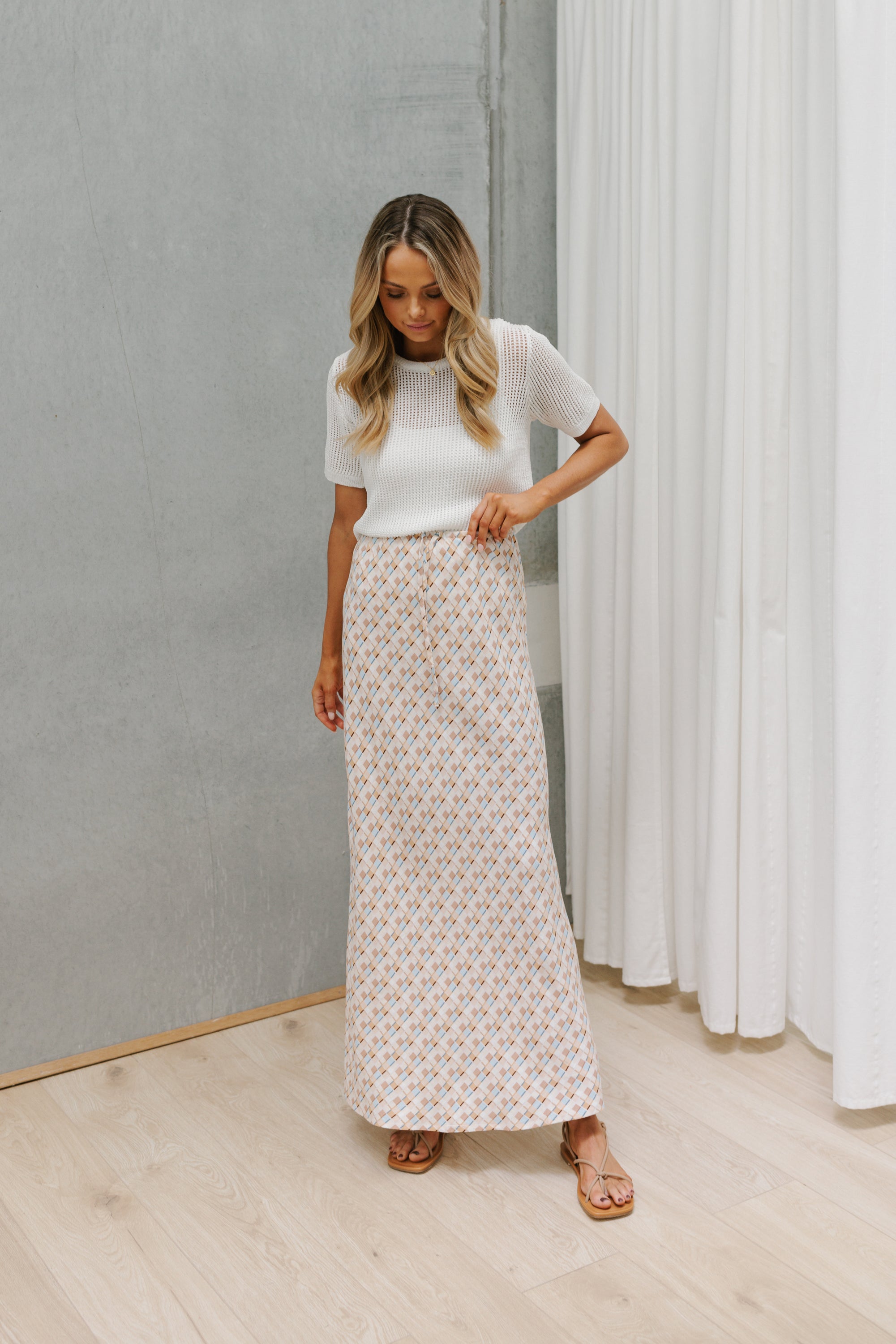 Tulsi Skirt Beige Check