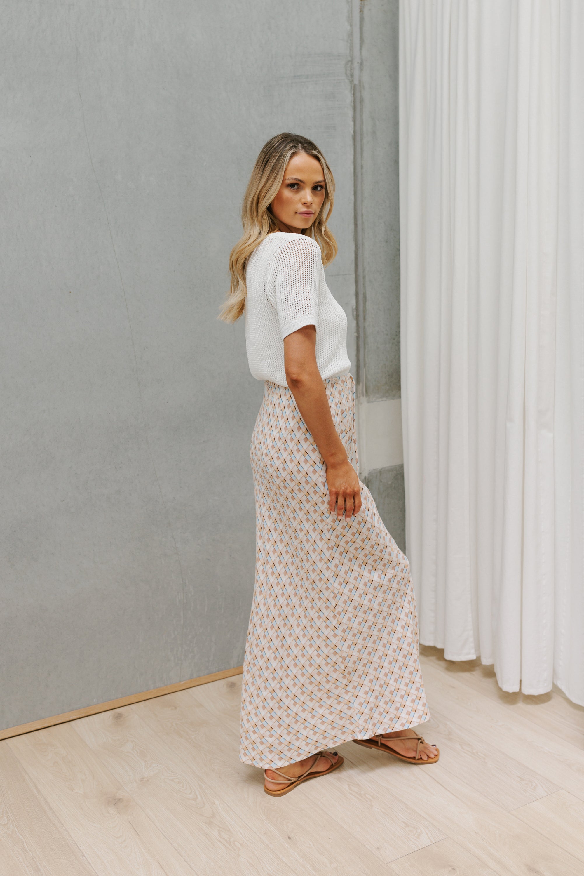 Tulsi Skirt Beige Check
