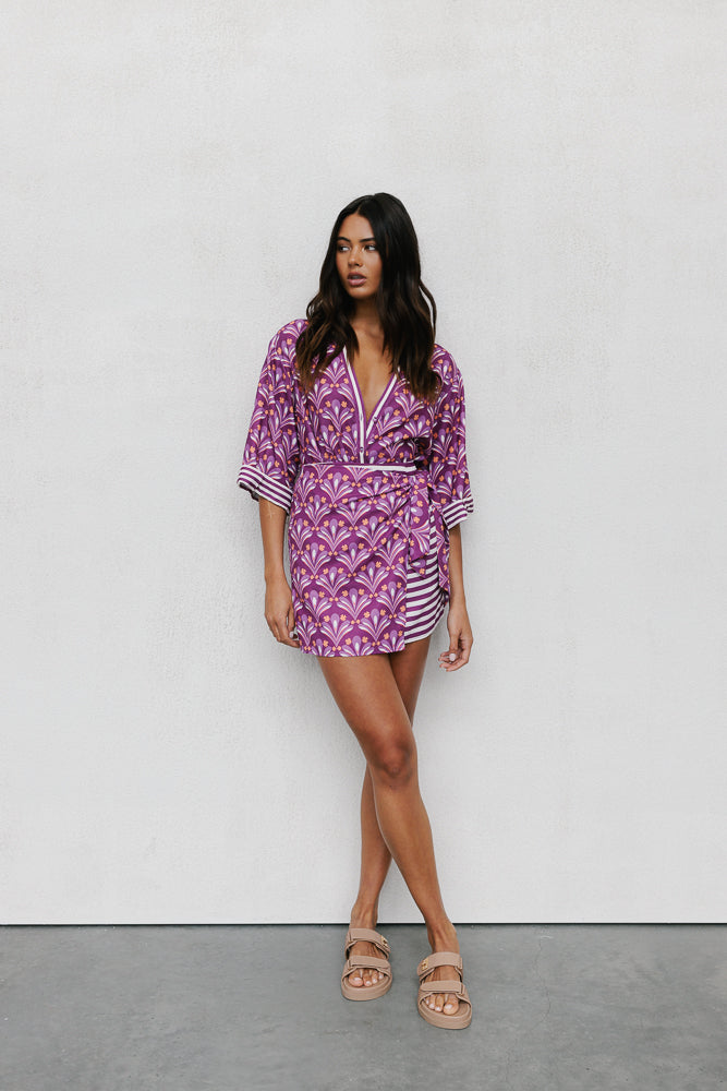 Monet Skirt Bloom Plum Print