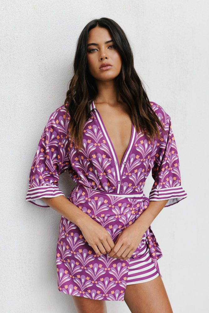 Monet Skirt - Bloom Plum Print