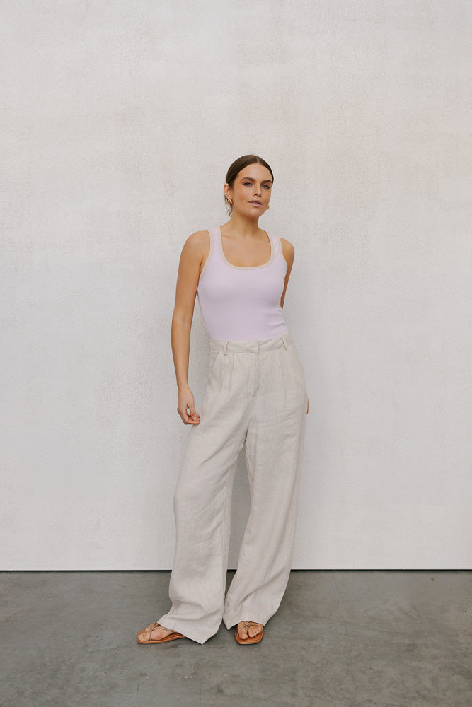 Mysti Tank Top - Lilac/Beige