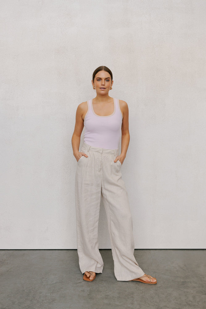 Mysti Tank Top - Lilac/Beige