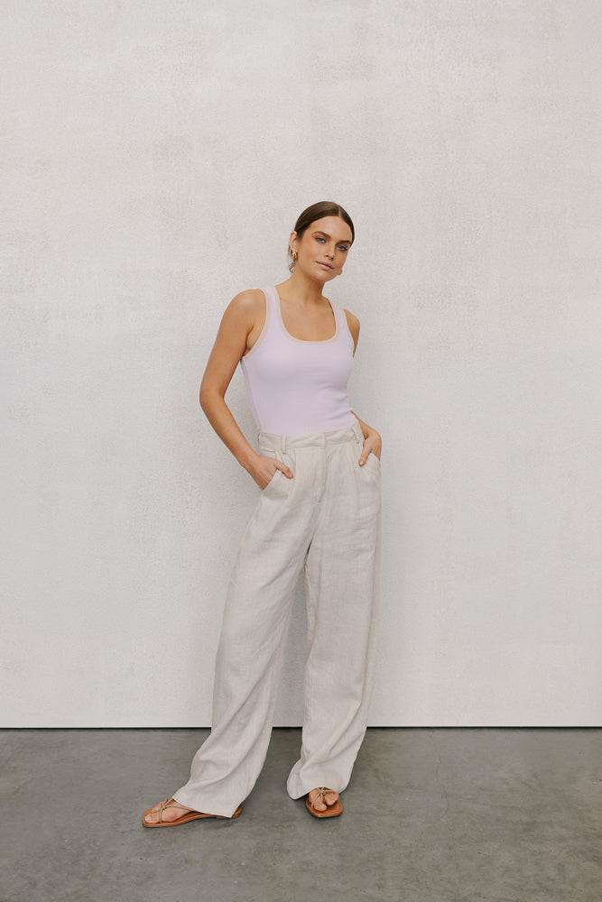 Mysti Tank Top - Lilac/Beige