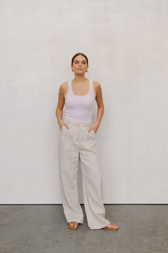 Mysti Tank Top - Lilac/Beige
