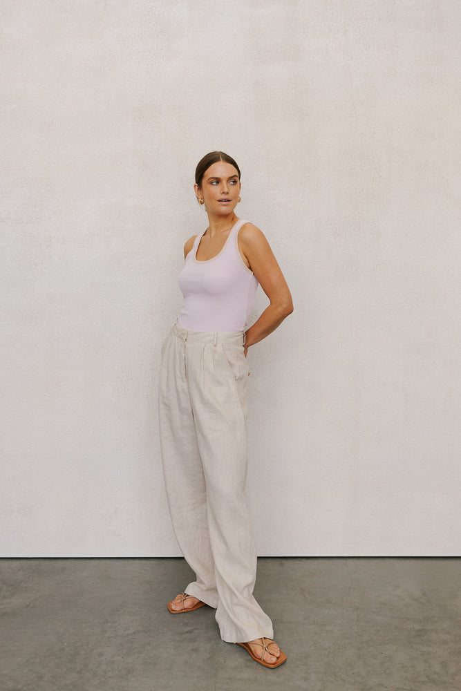 Mysti Tank Top - Lilac/Beige