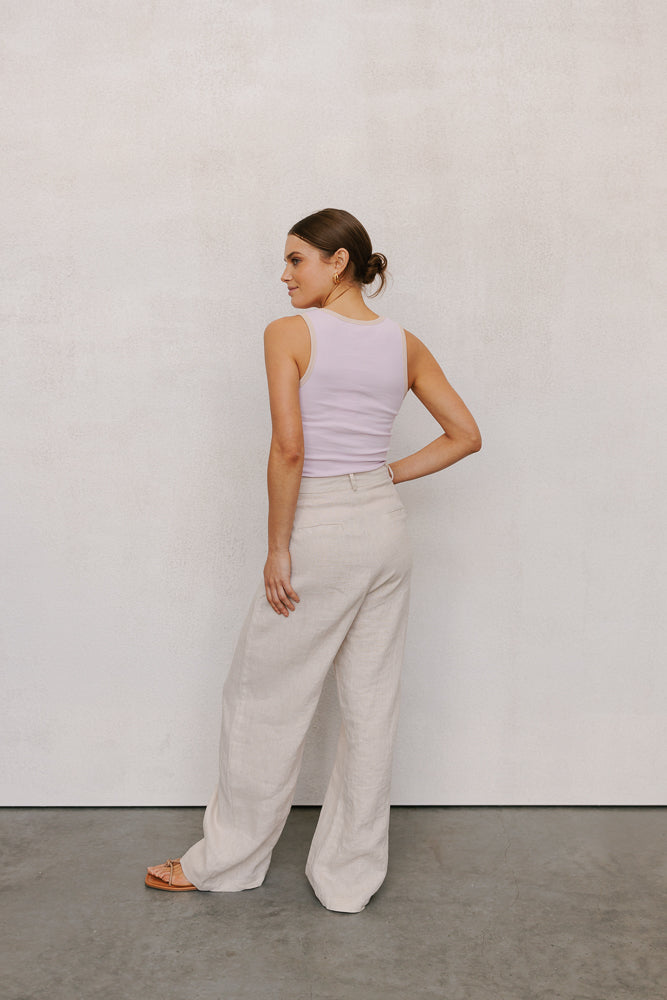 Mysti Tank Top - Lilac/Beige