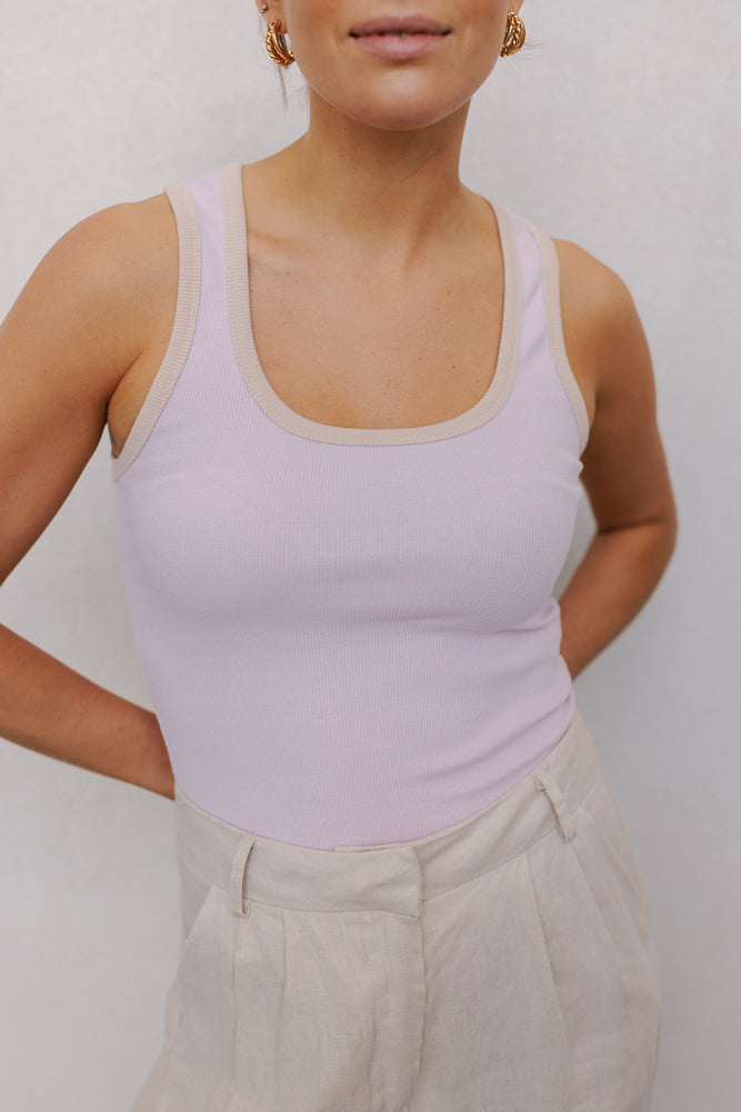 Mysti Tank Top - Lilac/Beige
