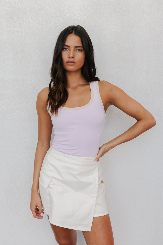Mysti Tank Top - Lilac/Beige