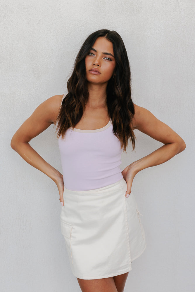 Mysti Tank Top - Lilac/Beige
