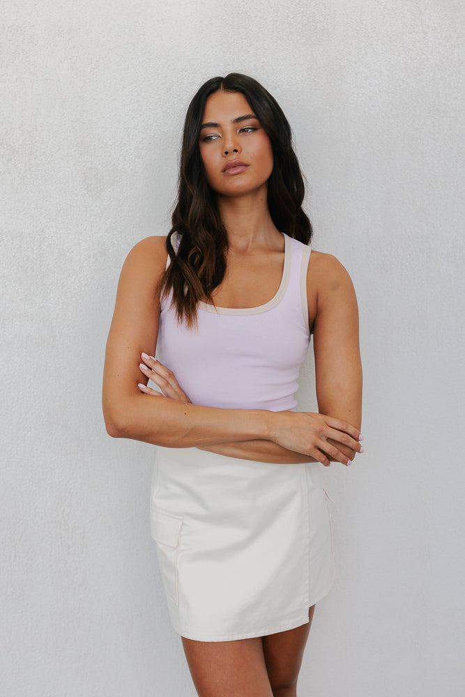 Mysti Tank Top - Lilac/Beige