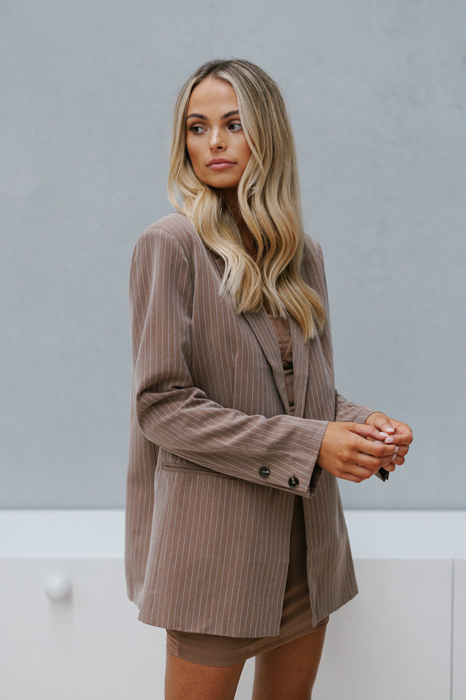 Eloise Blazer - Mocha Stripe