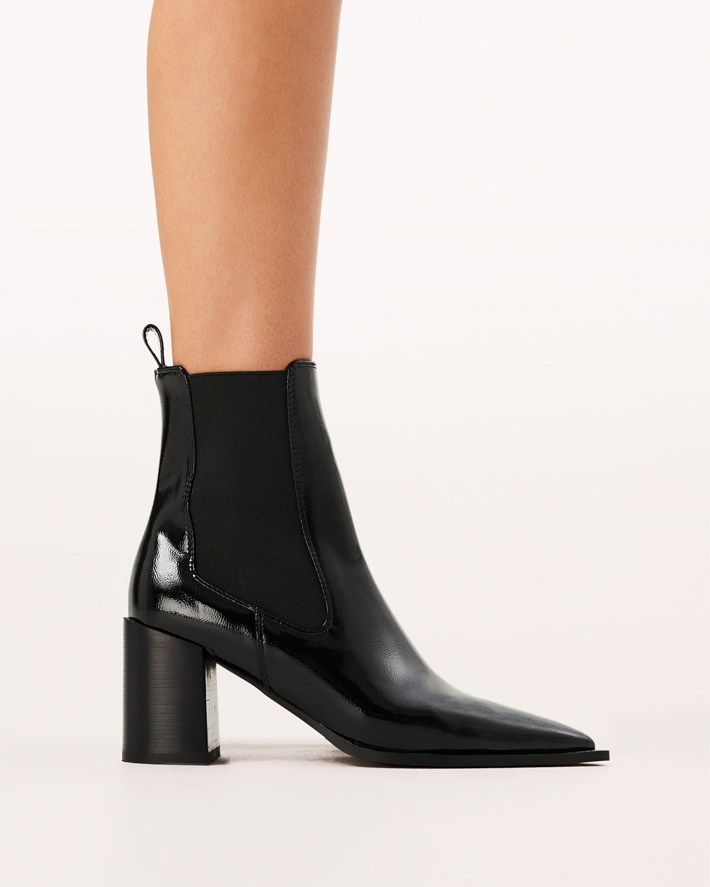 Stephanie Ankle Boots - Black Crinkle Patent