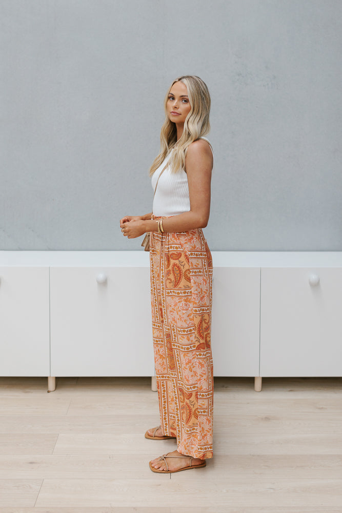 Elvira Pants - Tangerine Paisley