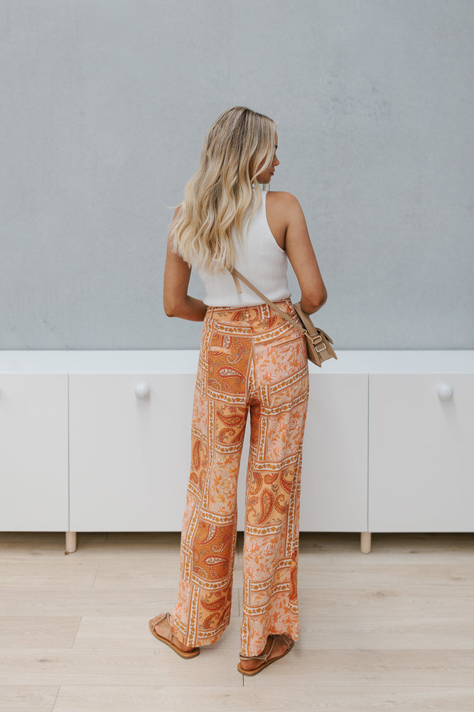 Elvira Pants - Tangerine Paisley