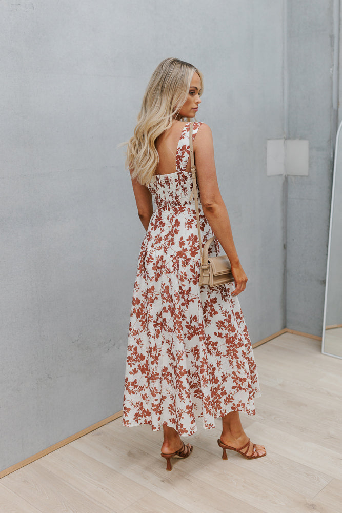 Ozwell Dress - Cream/Brown Floral