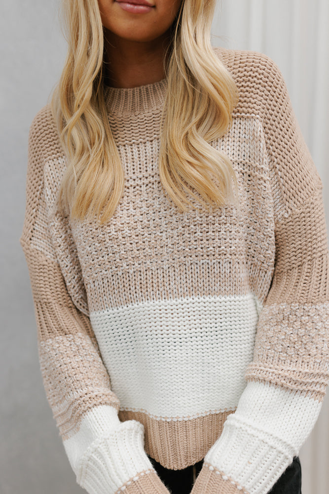 Parfait Jumper - Beige/White Stripe