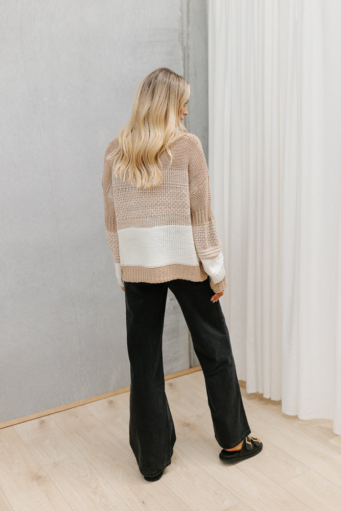 Parfait Jumper - Beige/White Stripe