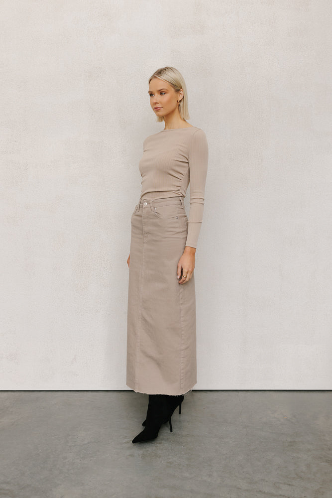 Pierce Skirt Mocha Denim