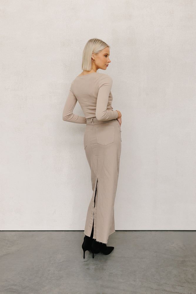 Pierce Skirt Mocha Denim