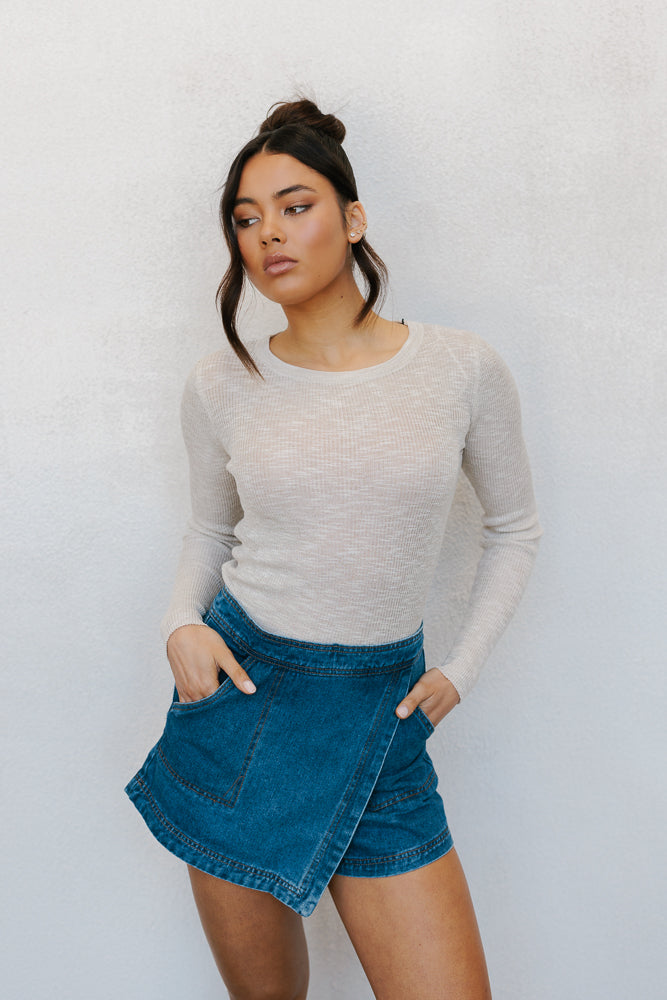Pita Longsleeve Top - Beige Marle
