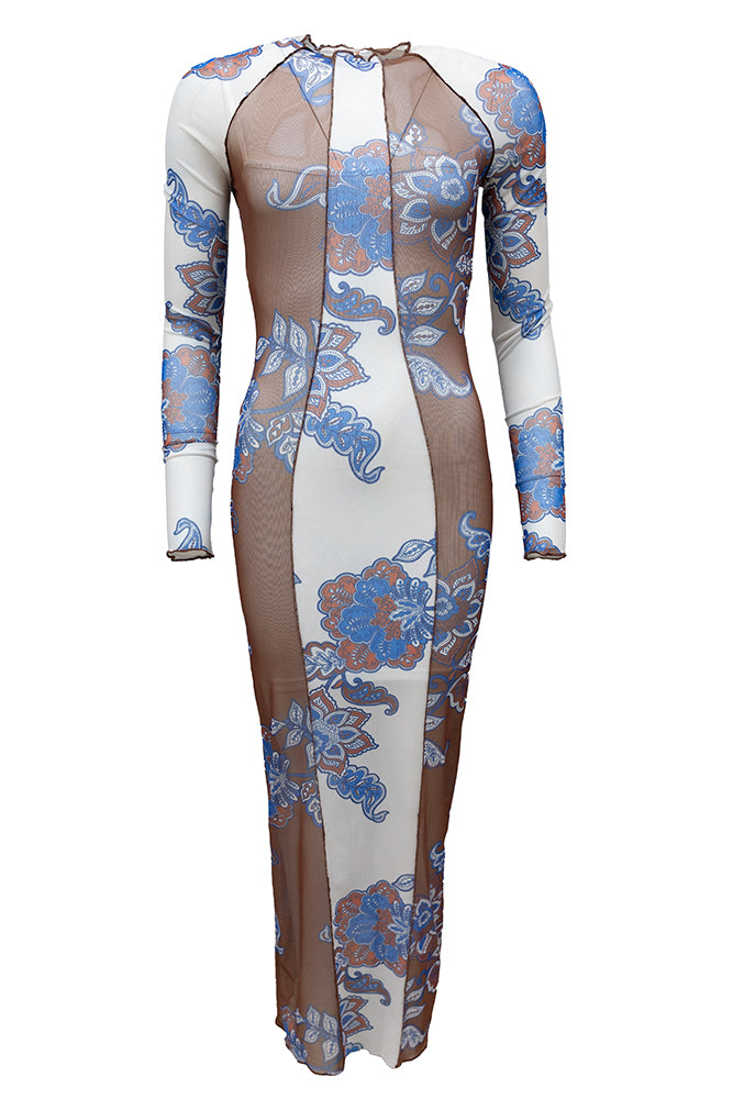 Rochelle Dress - Cream/Blue Paisley