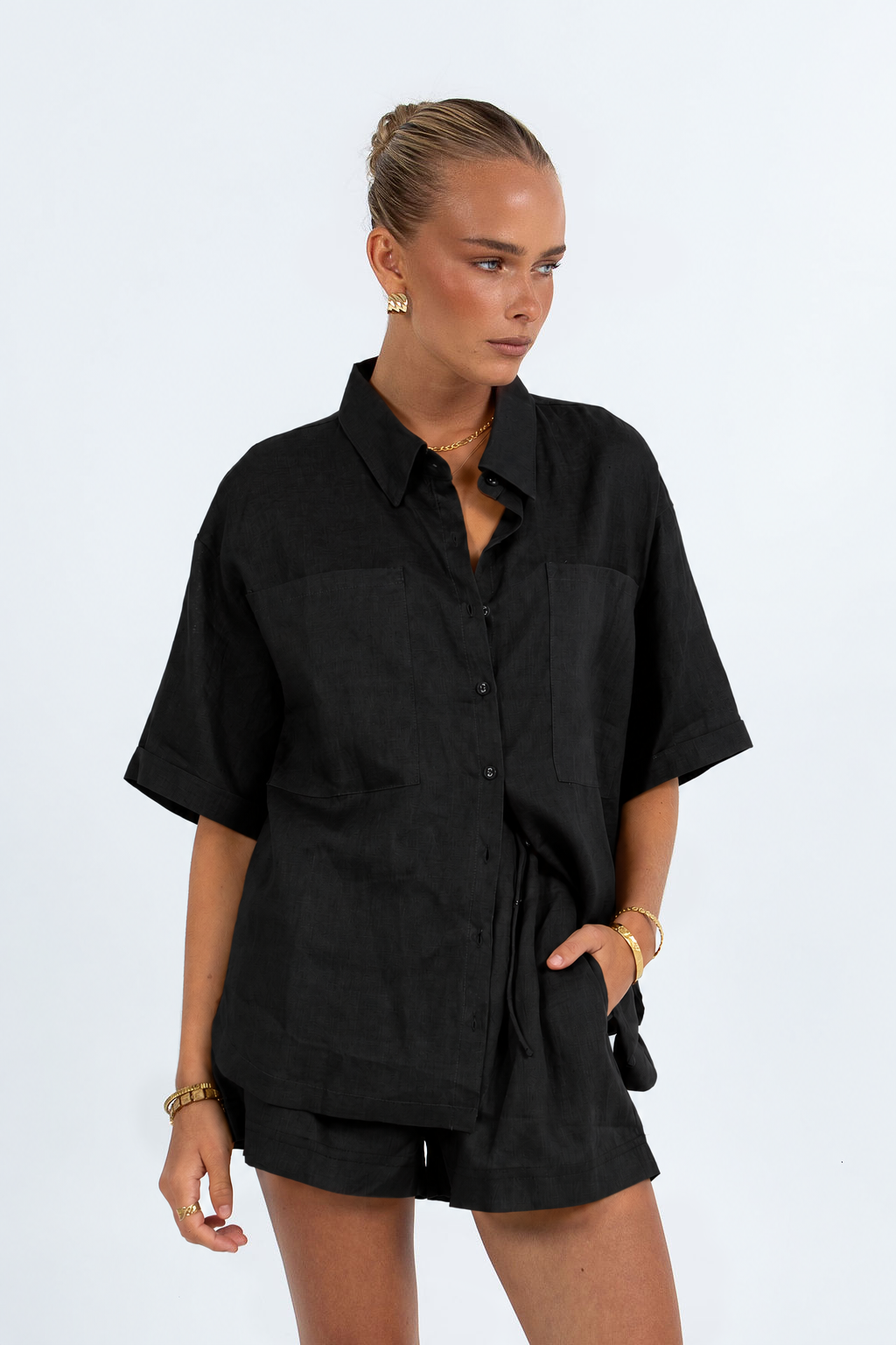 Santal Linen Shirt Black