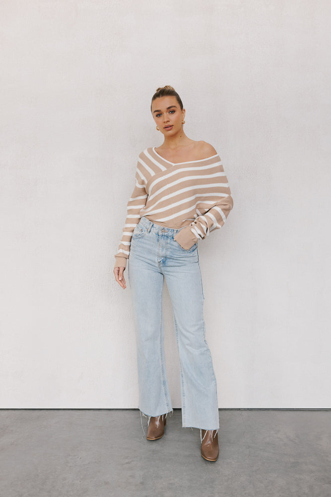 Siennah Knit Beige Stripe