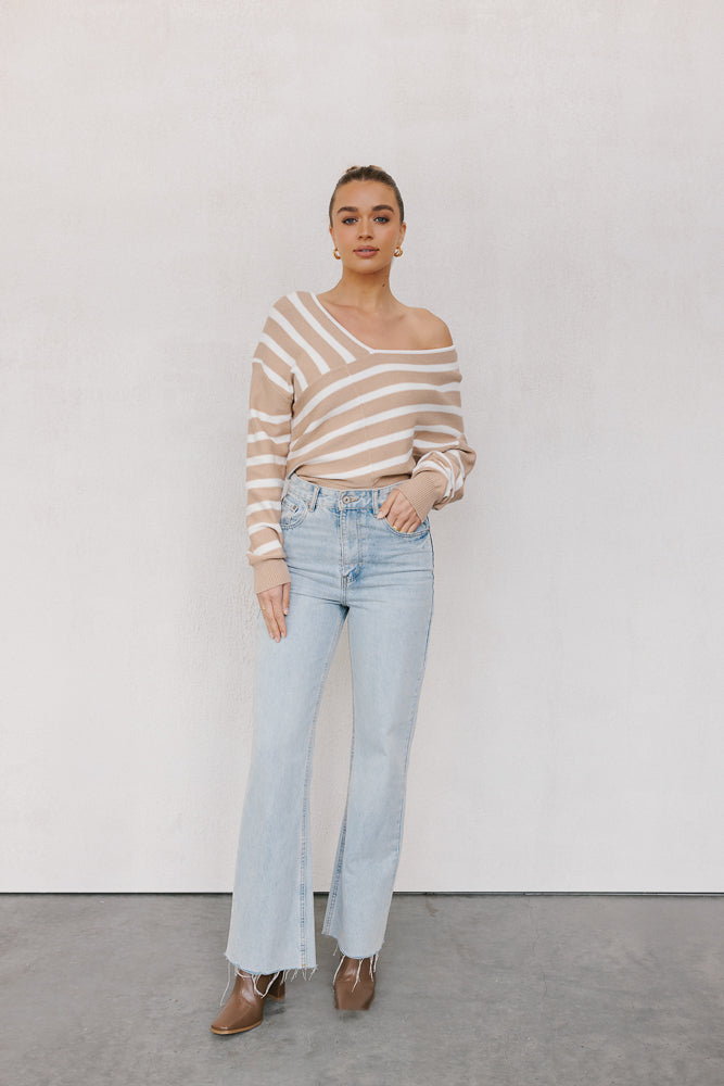 Siennah Knit Beige Stripe