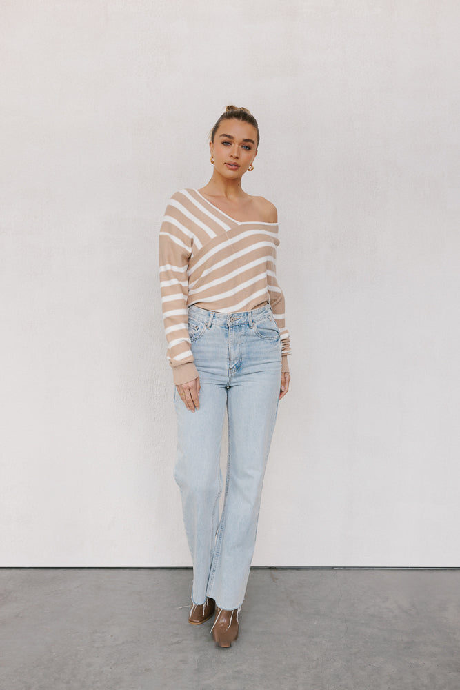 Siennah Knit Beige Stripe