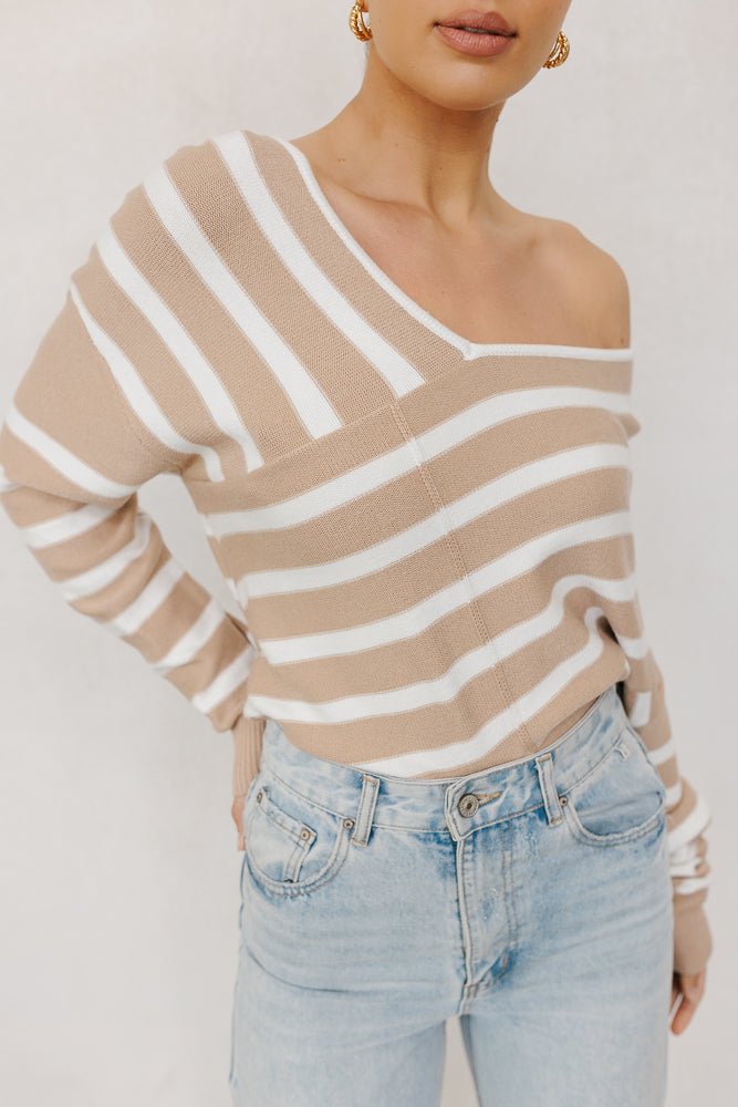 Siennah Knit Beige Stripe