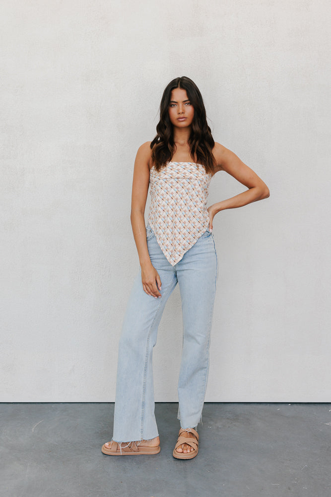 Sono Top - Beige/Sky Check